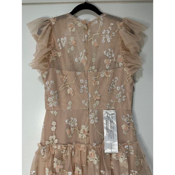 BCBG Max Azria Willow Embroidered V-neck Evening Dress Pink Size 10 NWT Romantic - Picture 11 of 15